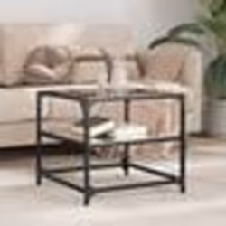 vidaXL Table basse avec dessus en verre noir 50x50x45 cm acier