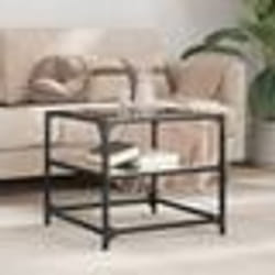 vidaXL Table basse avec dessus en verre noir 50x50x45 cm acier