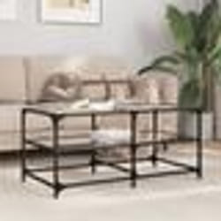 vidaXL Table basse avec dessus en verre transparent 98,5x50x45cm acier