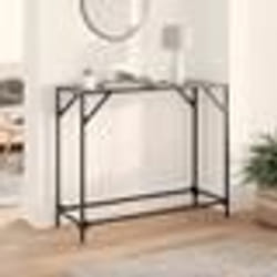 vidaXL Table console avec dessus en verre noir 98x35x81 cm acier
