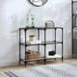 vidaXL Table console avec dessus en verre transparent 98x30x81cm acier