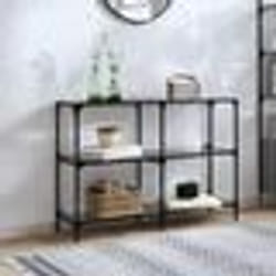 vidaXL Table console avec dessus en verre noir 118,5x30x81 cm acier