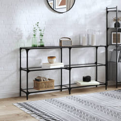 Table console avec dessus en verre transparent 158,5x30x81 cm vidaXL