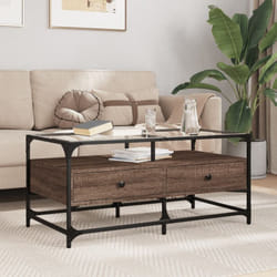 Vidaxl - Table basse et dessus en verre chêne marron 98,5x50x45 cm acier