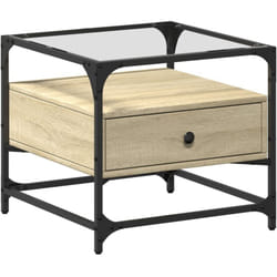 Table basse et dessus en verre chêne sonoma 50x50x45 cm acier Vidaxl