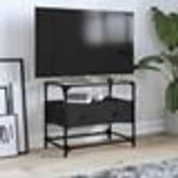 vidaXL Meuble TV et dessus en verre noir 60x35x51 cm bois d'ingénierie