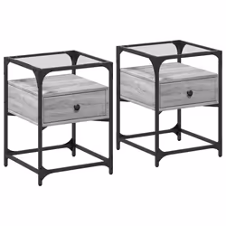 VidaXL 846081, Gris, Verre, Acier, Bois, 400 mm, 400 mm, 550 mm, 2 pièce(s)