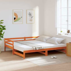 vidaXL Lit de jour avec lit gigogne cire marron 80x200 cm pin massif canapé-lit lit dinvité lit de repos double 347161