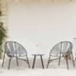 vidaXL Lot de 3 Chaise de jardin noir et gris clair résine tressée