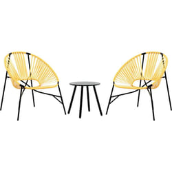 Vidaxl - Lot de 3 Chaise de jardin noir et jaune résine tressée