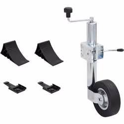 Cette roue de cric de remorque contient les accessoires nécessaires pour garantir le stationnement adéquat de votre remorque ...