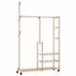 vidaXL Porte-vêtements et étagères et roulettes 100x38x1755cm bambou porte-manteau porte-manteau avec étagère 4008919