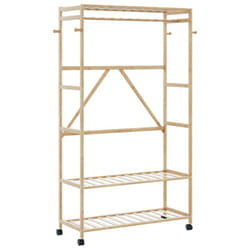 Vidaxl - Porte vêtements et étagères et roulettes 110x40x180 cm bambou