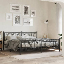 vidaXL Cadre de lit métal sans matelas avec pied de lit noir 193x203cm