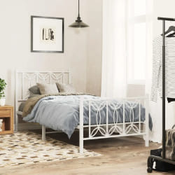 vidaXL Cadre de lit métal sans matelas avec pied de lit blanc 75x190cm