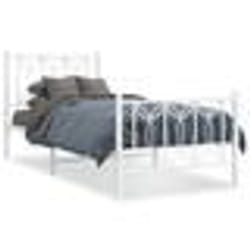 vidaXL Cadre de lit métal sans matelas avec pied de lit blanc 80x200cm - 80 x 200 cm