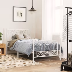 vidaXL Cadre de lit métal sans matelas avec pied de lit blanc 90x190cm - 90 x 190 cm