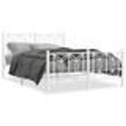 vidaXL Cadre de lit métal sans matelas et pied de lit blanc 135x190 cm - 135 x 190 cm