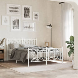 Cadre de lit métal avec tête de lit/pied de lit blanc 140x190cm - Vidaxl