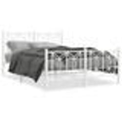 vidaXL Cadre de lit métal sans matelas et pied de lit blanc 140x200 cm - 140 x 200 cm