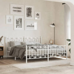 vidaXL Cadre de lit métal sans matelas et pied de lit blanc 183x213 cm