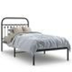 vidaXL Cadre de lit métal sans matelas avec tête de lit noir 90x190 cm - 90 x 190 cm