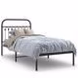 vidaXL Cadre de lit métal sans matelas avec tête de lit noir 90x200 cm - 90 x 200 cm
