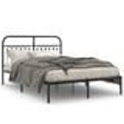 vidaXL Cadre de lit métal sans matelas avec tête de lit noir 135x190cm - 135 x 190 cm