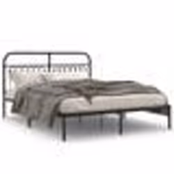 vidaXL Cadre de lit métal sans matelas avec tête de lit noir 150x200cm - 150 x 200 cm