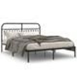 vidaXL Cadre de lit métal sans matelas avec tête de lit noir 150x200cm - 150 x 200 cm