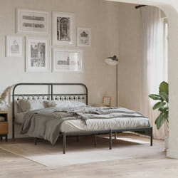 Vidaxl - Cadre de lit métal sans matelas et tête de lit noir 160x200 cm