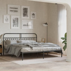Cadre De Lit Métal Sans Matelas Avec Tête De Lit Noir 183x213cm Vidaxl