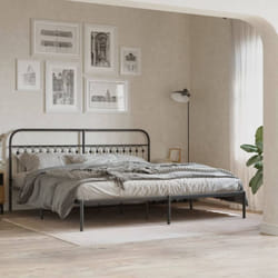 Cadre De Lit Métal Sans Matelas Avec Tête De Lit Noir 193x203cm Vidaxl