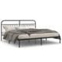 vidaXL Cadre de lit métal sans matelas avec tête de lit noir 200x200cm - 200 x 200 cm