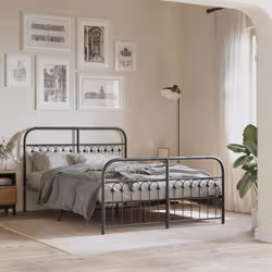 vidaXL Cadre de lit métal sans matelas avec pied de lit noir 140x190cm - 140 x 190 cm