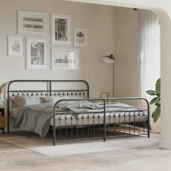 vidaXL Cadre de lit métal sans matelas avec pied de lit noir 183x213cm