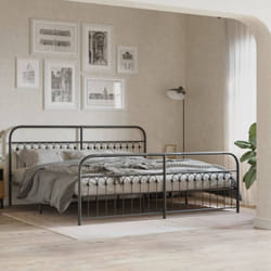 Cadre De Lit Métal Sans Matelas Avec Pied De Lit Noir 193x203cm Vidaxl