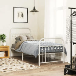 vidaXL Cadre de lit métal sans matelas avec pied de lit blanc 75x190cm