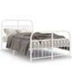 vidaXL Cadre de lit métal sans matelas et pied de lit blanc 120x200 cm - 120 x 200 cm
