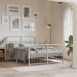 Cadre De Lit Métal Sans Matelas Et Pied De Lit Blanc 137x190 Cm Vidaxl