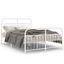 vidaXL Cadre de lit métal sans matelas et pied de lit blanc 140x200 cm - 140 x 200 cm