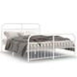 vidaXL Cadre de lit métal sans matelas et pied de lit blanc 150x200 cm - 150 x 200 cm