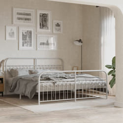 Cadre De Lit Métal Sans Matelas Et Pied De Lit Blanc 183x213 Cm Vidaxl
