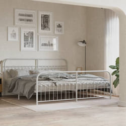 Cadre De Lit Métal Sans Matelas Et Pied De Lit Blanc 193x203 Cm Vidaxl