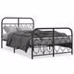 vidaXL Cadre de lit métal sans matelas avec pied de lit noir 120x190cm - 120 x 190 cm