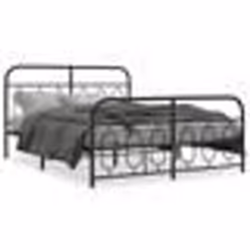 vidaXL Cadre de lit métal sans matelas avec pied de lit noir 135x190cm - 135 x 190 cm