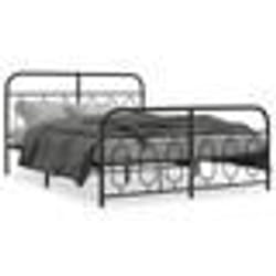 vidaXL Cadre de lit métal sans matelas avec pied de lit noir 135x190cm - 135 x 190 cm