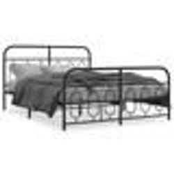 vidaXL Cadre de lit métal sans matelas avec pied de lit noir 140x190cm - 140 x 190 cm