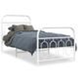 vidaXL Cadre de lit métal sans matelas avec pied de lit blanc 90x200cm - 90 x 200 cm