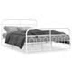 vidaXL Cadre de lit métal sans matelas et pied de lit blanc 140x200 cm - 140 x 200 cm